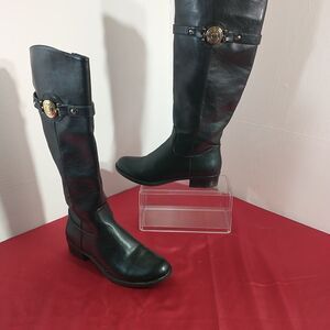 Elegant Black Leather Knee-Tommy Hilfiger Tall Boots 6 M Black LeatherHigh Boots